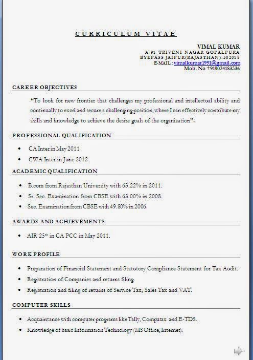 Download Resume Format