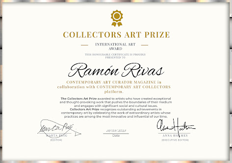 Certificado otorgado a Ramón Rivas por ser ganador del Premio de Arte de los Coleccionistas 2023