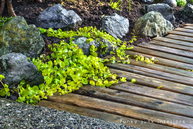 wood landscaping walkway