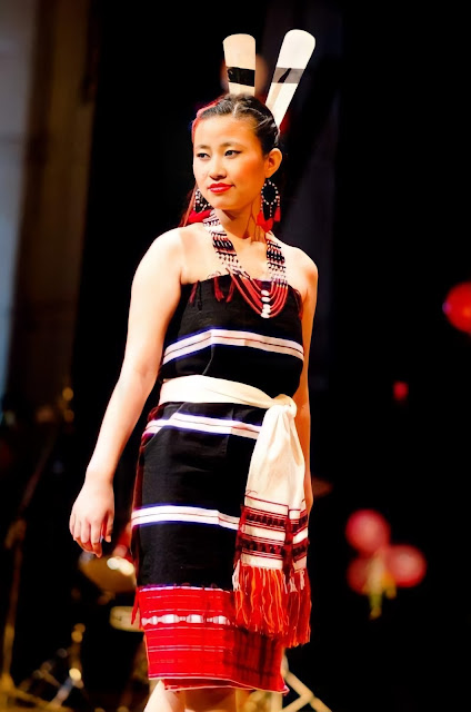 A Rongmei model highlighting her traditional dresses and attires