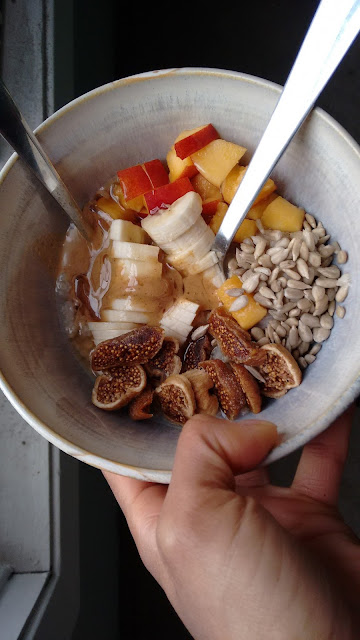 oatmeal with fruits and seeds 