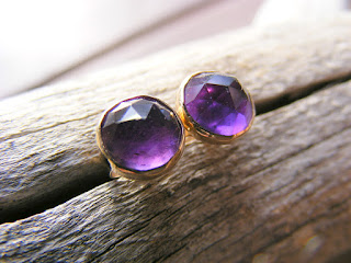 faceted purple amethyst gold filled post earrings