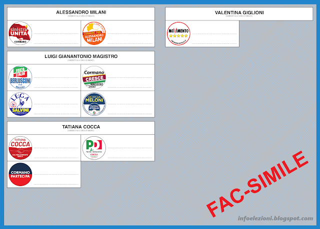 Fac Simile schede elezioni Cormano