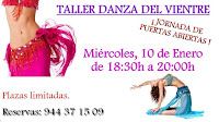 Cartel del taller gratis de danza del vientre