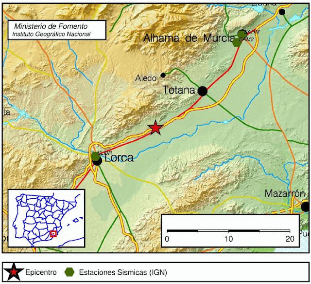 terremoto de Aledo, Murcia, sentido muy fuerte en Lorca