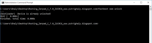 Gambaran berhasil di unlcok bootloadernya agar bisa lebih leluasa memanagement android melalu fastboot mode_putrighaly.blogspot.com