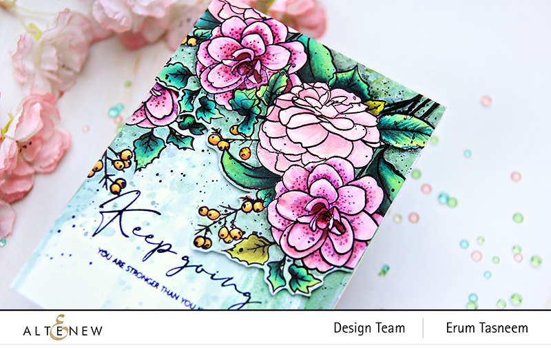 Altenew Paint-A-Flower: Camellia Outline Stamp Set + Artist Markers + Artists' Watercolors | Erum Tasneem | @pr0digy0