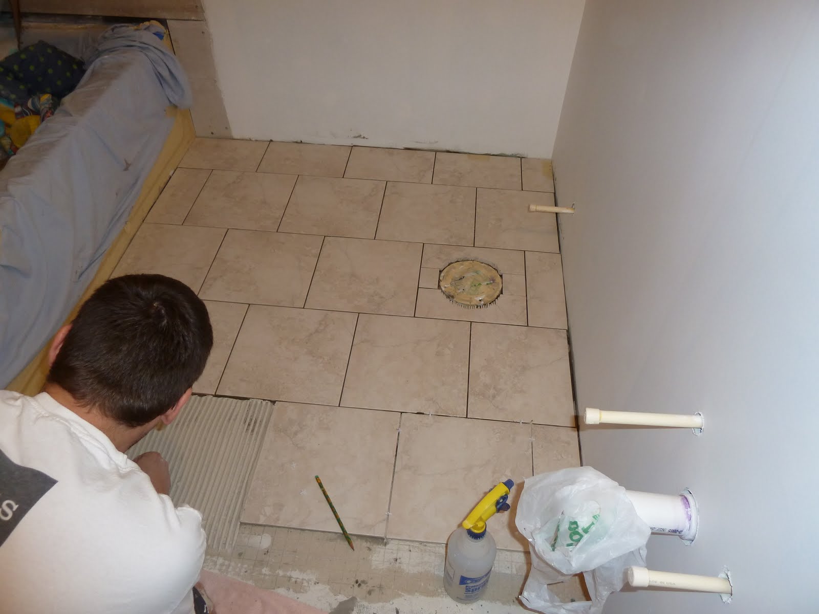 Chris Was A Very Busy Boy Laying The Tile And Trying To Get It