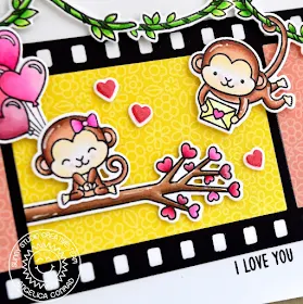 Sunny Studio Stamps: Love Monkey Fall Flicks Filmstrips Love Themed Card by Angelica Conrad