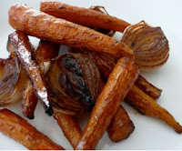 Roasted Carrots and Onion with Honey Balsamic Dressing