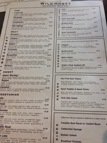 Wild Honey Menu