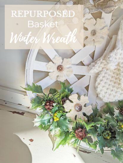 Repurposed Basket Winter Wreath