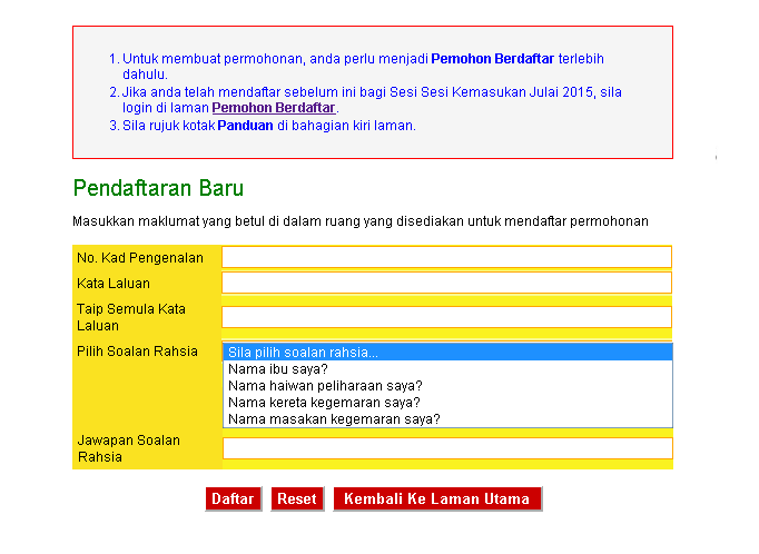 Faceblogisra: PERMOHONAN ONLINE INSTEP  CARA - CARA DAN 