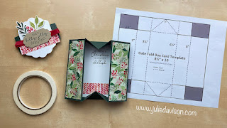 VIDEO: Stampin' Up! Painted Christmas Gate Fold Box Card Tutorial ~ www.juliedavison.com #stampinup