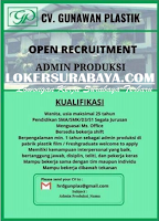 Open Recruitment at CV. Gunawan Plastik Surabaya Agustus 2020