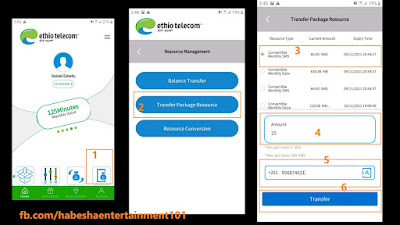 How to transfer package using My Ethiotel