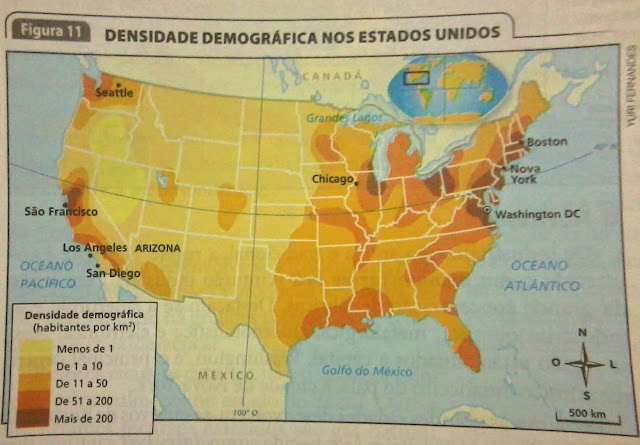 Resultado de imagem para MAPA DA DISTRIBUIÇÃO DA POPULAÇÃO DOS ESTADOS UNIDOS