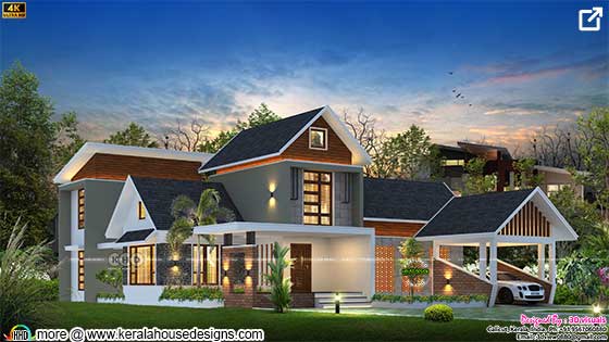 Modern mixed roof 5 bedroom house 2928 square feet
