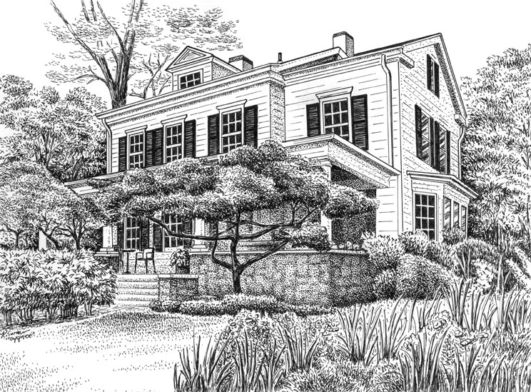 Custom Pen and Ink Drawing of House or Home