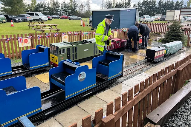 Volunteers sorting out the trains at North Weald & District Miniature Railway