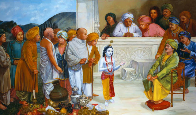 Krishna about Govardhana giri pooja to elder gopas