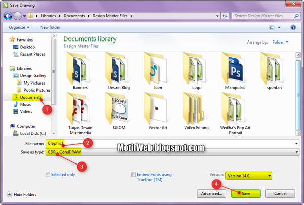 Save Drawing coreldraw x4