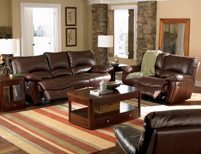 three Pieces of cappuccino Leather living room furniture set 