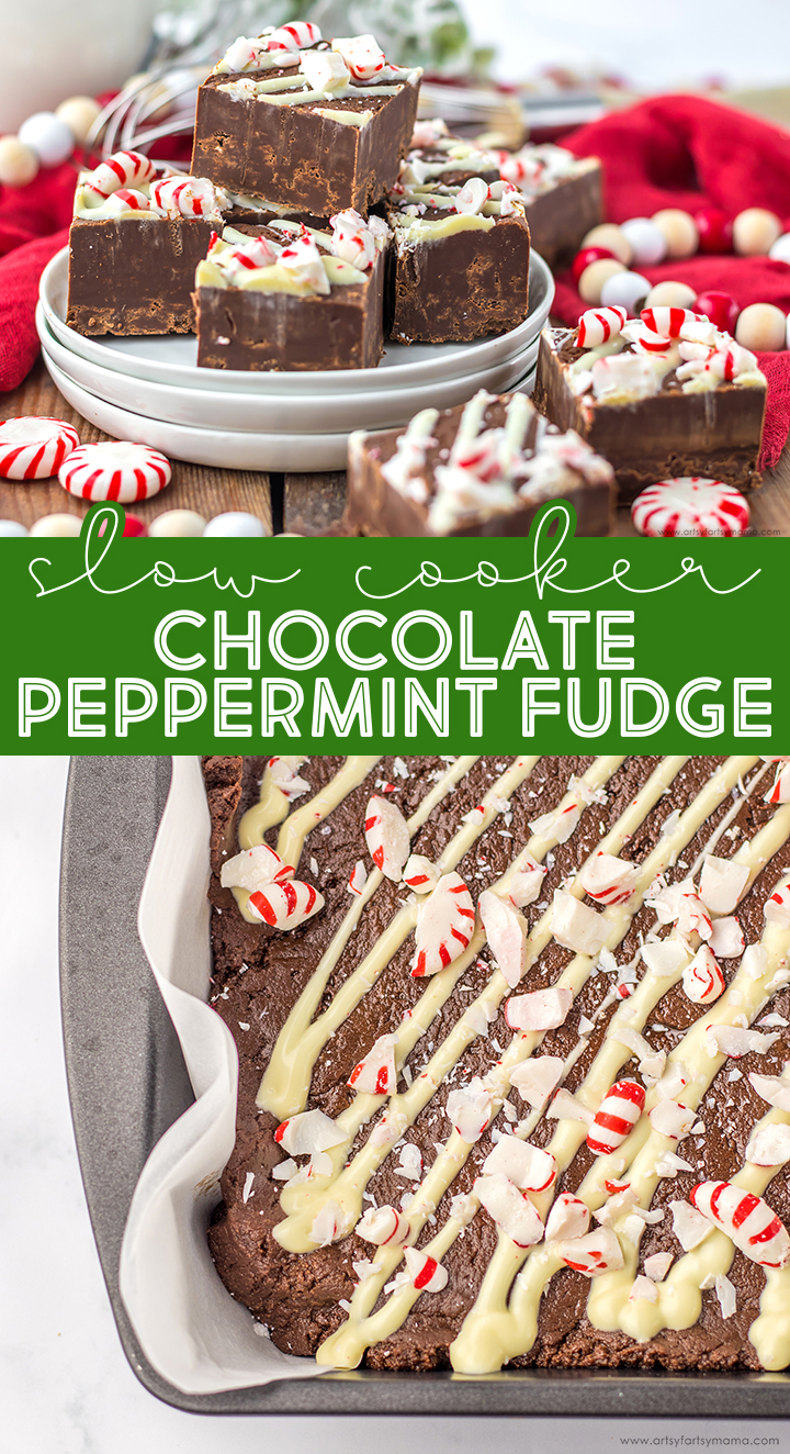 Slow Cooker Chocolate Peppermint Fudge