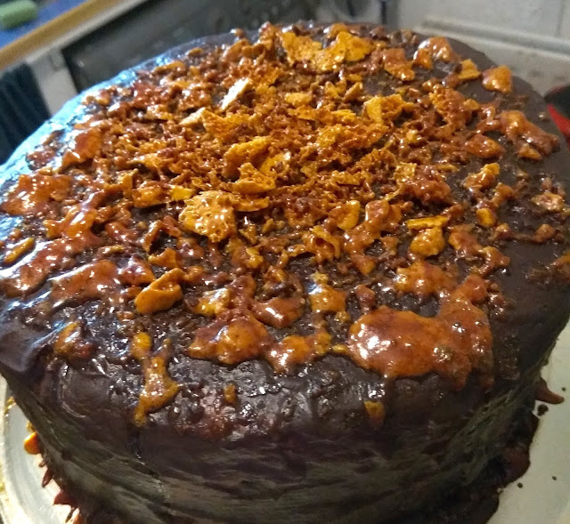 Chocolate Sesame Cake Ganache Honeycomb