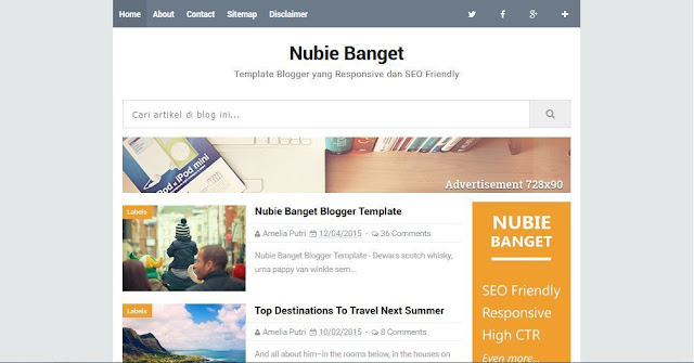 Nubie Banget - Template Blog Simple Sederhana Gratis