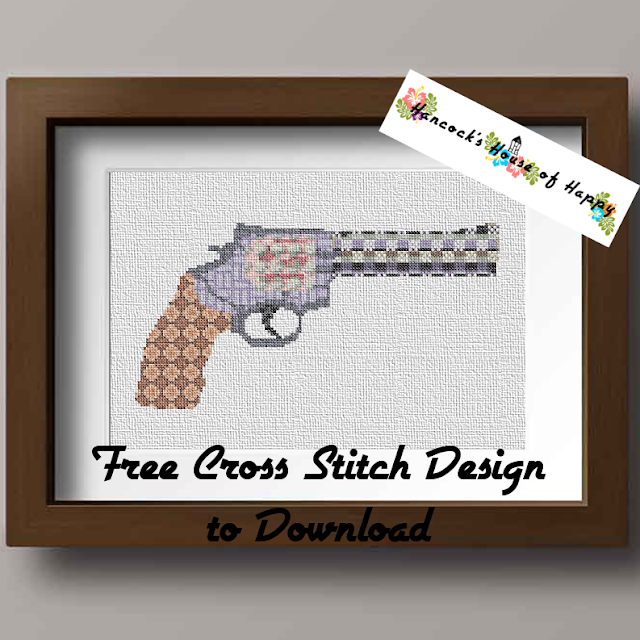 Repeating Pattern Revolver Silhouette Cross Stitch Design to Download Free