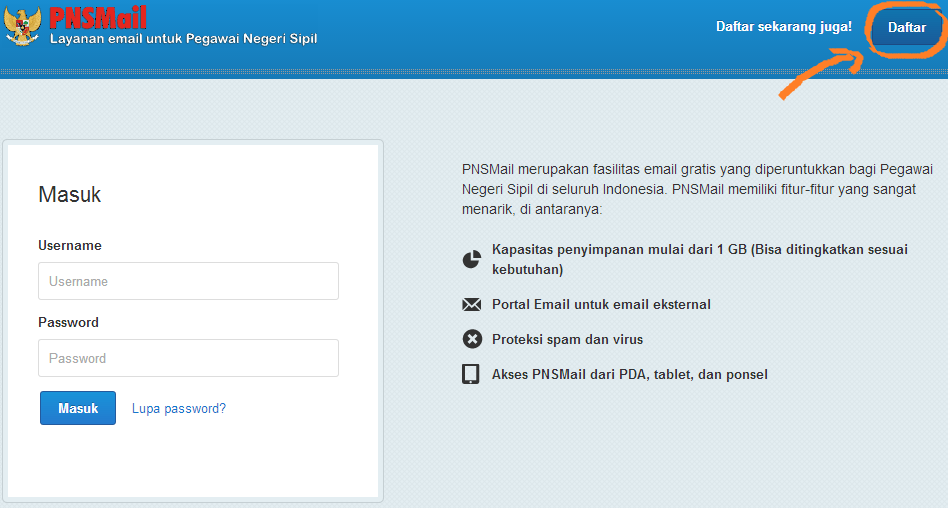 Cara mudah membuat Email khusus untuk PNS di PNSMail 