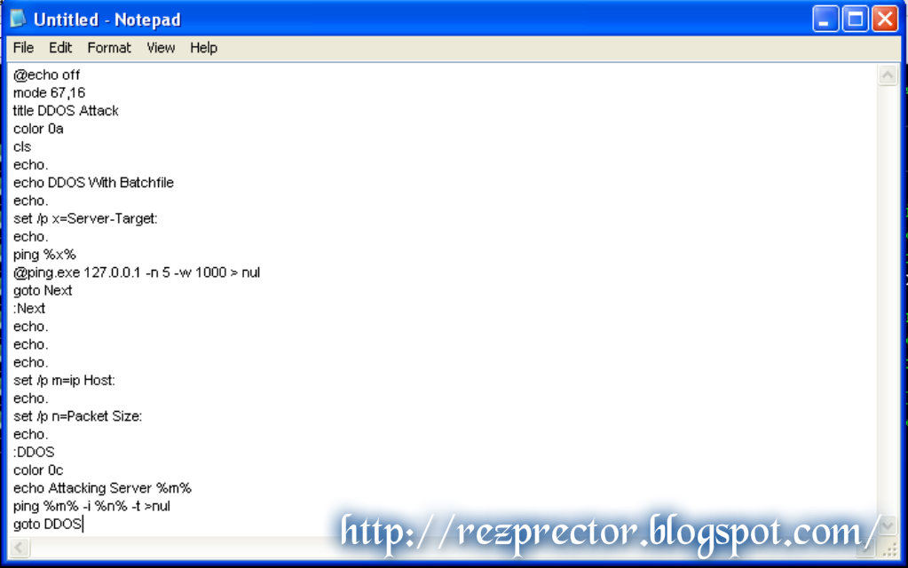 Membuat Tool DDoS Sederhana Dari Notepad  rezprector