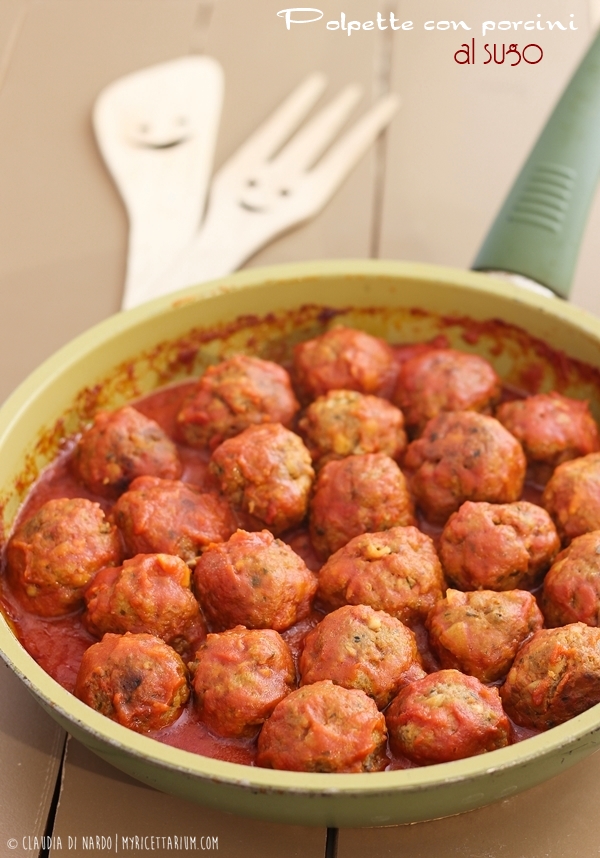 Polpette con funghi porcini al sugo