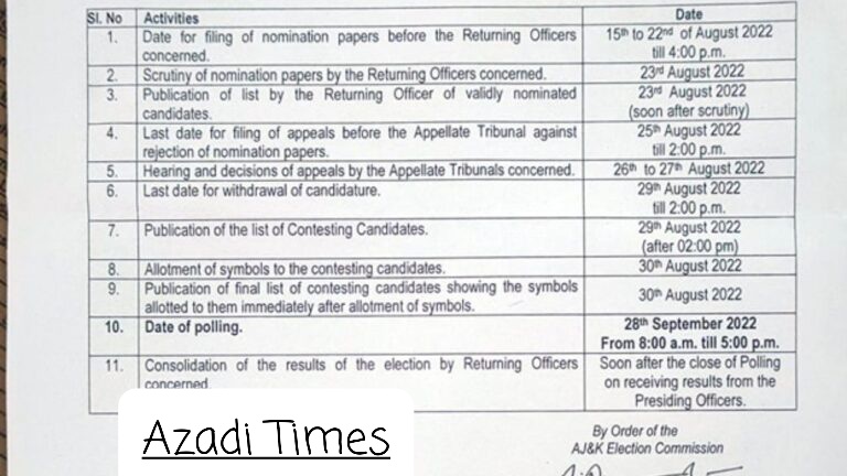 Azad Kashmir Election Commision Notification