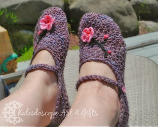 Charming Cherry Blossom Mary Jane Slippers ~ Kaleidoscope Art&Gifts