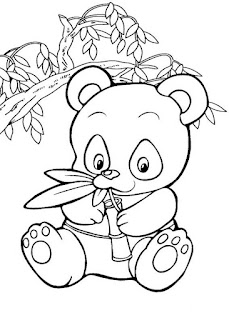 Cute Baby Panda Eat Bamboo Coloring Pages