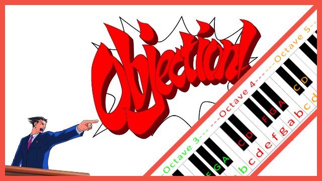 OBJECTION! (Ace Attorney) Piano / Keyboard Easy Letter Notes for Beginners