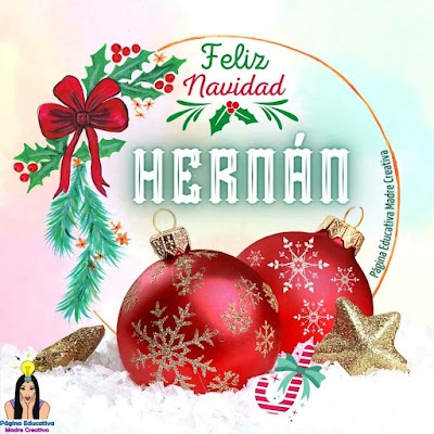 Solapín navideño del nombre Hernán para imprimir