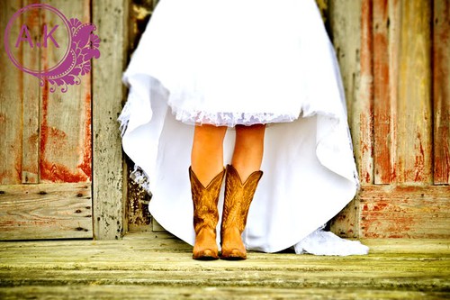 short wedding dress with cowgirl boots