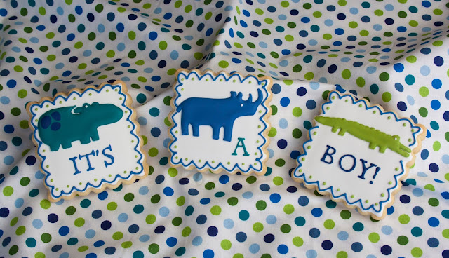 jungle animal baby boy cookies