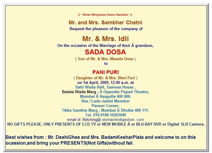 Funny wedding invitation content for friends