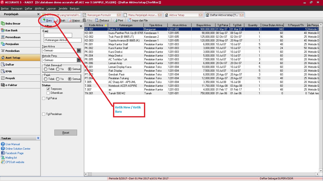 SOFTWARE AKUNTANSI ACCURATE: Pencatatan saldo awal fixed 