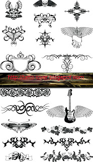 Great Tattoo Set Vector n Font Type