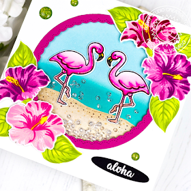 Sunny Studio Stamps: Hawaiian Hibiscus Fancy Frames Tropical Paradise Summer Themed Card by Rachel Alvarado