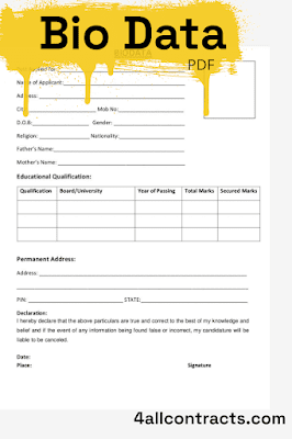 Do you want a Bio Data Formats for Job ?