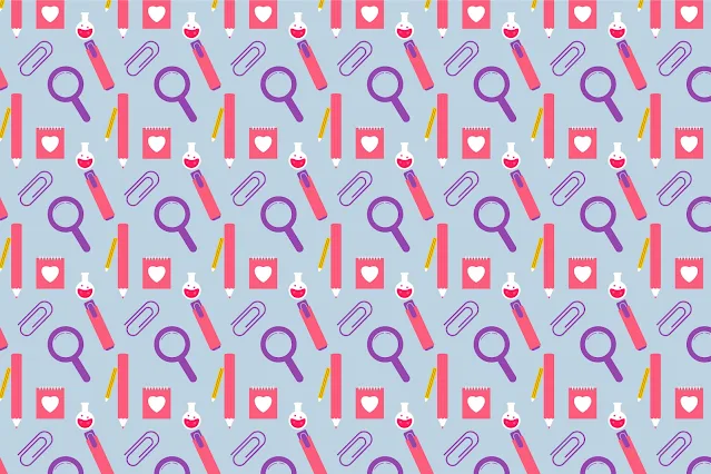 Repeating science pattern background. Seamless educational background pattern vector with colorful elements. Endless science pattern design for wrapping paper, book covers, or wallpaper. Repeating study background vector with pencils.