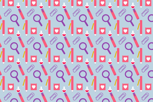 Repeating science pattern background. Seamless educational background pattern vector with colorful elements. Endless science pattern design for wrapping paper, book covers, or wallpaper. Repeating study background vector with pencils.