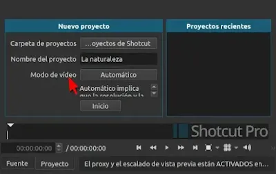 Este es el paso más importante al momento de crear proyectos en Shotcut, así que tomate el tiempo necesario para configurarlo