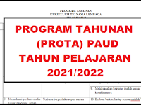 Program Tahunan (Prota) PAUD Tahun Pelajaran 2021/2022